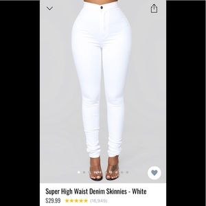 White denim high waisted skinnies